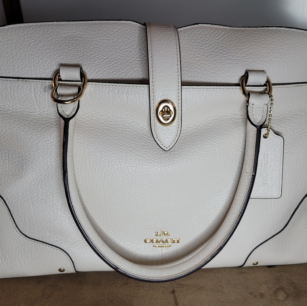 NWT Authentic Coach Cream Color Handbag Satchel
